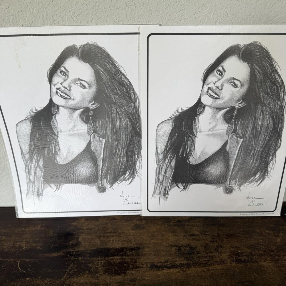Dale Adkins Country Music Art Sketch Prints Black And White Lot 2 Shania Twain